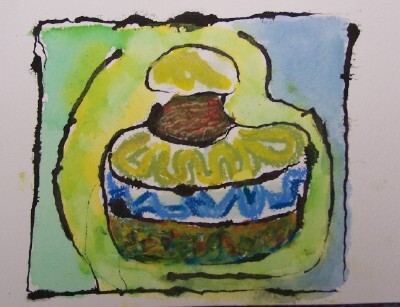 I painted this as Barb Smucker was teaching her class how to “draw” with an ink dropper. It’s mixed media, of course combining the ink with gouache and watercolor. I love the personality of the  subje